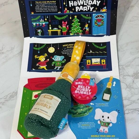 BARK Super Chewer Green Belly Rubby Bubbly Crinkle Squeaker Dog Toy - Picture 2 of 9